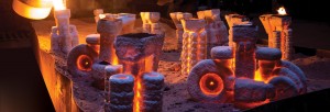 PPCP hot molds ready to receive molten metal